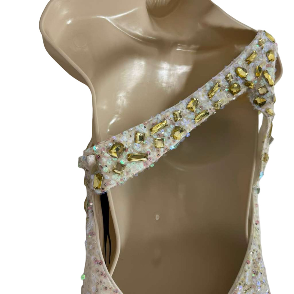 Alyce Paris Womens Sequin Mini Backless One Shoulder Prom Formal Dress Gown sz 4 - Picture 16 of 16